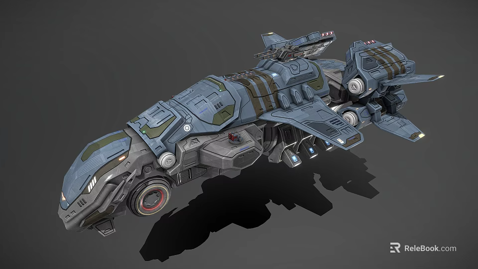 Detailed Interstellar Spaceship Structure With Armored Plates Advanced Engines And Thrusters 3d model 