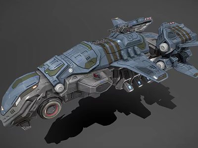 Detailed Interstellar Spaceship Structure With Armored Plates Advanced Engines And Thrusters 3d model