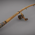 Classic Handcrafted Wooden Fishing Rod With Vintage Reel And Wrapped Handle