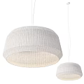 Two White Ribbed Fabric Pendant Lights Hanging in Modern Interior Space 3d model