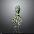 Cute Octopus Toy With Blue And White Dot Pattern Eight Tentacles And Black Eyes