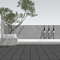 Modern Simple Entrance View Wall Model Tree Plant 3d model