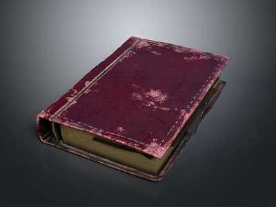 Vintage Red Leather Book With Worn Cover And Stitched Edges 3d model