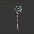 Fantasy Blue Curved Weapon Staff With Glowing Orb And 3D Rendered Intricate Details
