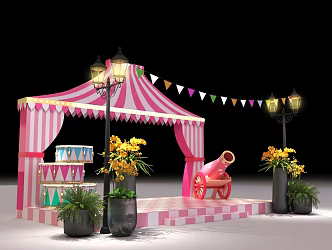 Mei Chen Circus Mei Chen Circus Elements Circus Christmas Mei Chen New Year Mei Chen Street Lamp Drum Flower Art Flower Art Commercial Beauty Chen 3d model