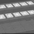 Multiple White Squat Toilets Neatly Arranged On Stepped Grey Tile Floor