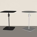 Modern Minimalist Side Tables in Black and Silver with Metal Bases and Smooth Tops