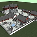 Traditional Chinese Ancient Architecture With Courtyard Layout Classic Roofs And Pavilions Design