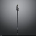 Decorative Sword With Slender Blade Ornate Hilt And Yellow Top Ornament