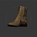 Brown Snakeskin Texture Ankle Boots With Zipper And Low Heel Design