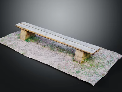 Rustic Wooden Outdoor Bench With Sturdy Legs For Garden Patio And Grassy Areas 3d model