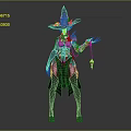 Game Fantasy Witch Character With Pointed Hat Metal Armor And Staff Red Vial