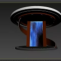 Modern PC Water Cooling System with Blue Flowing Water and Circular Base Design 3d model