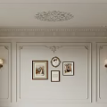 Elegant Interior With Decorative Crown Molding Ceiling Medallion Wall Sconces And Framed 3d model