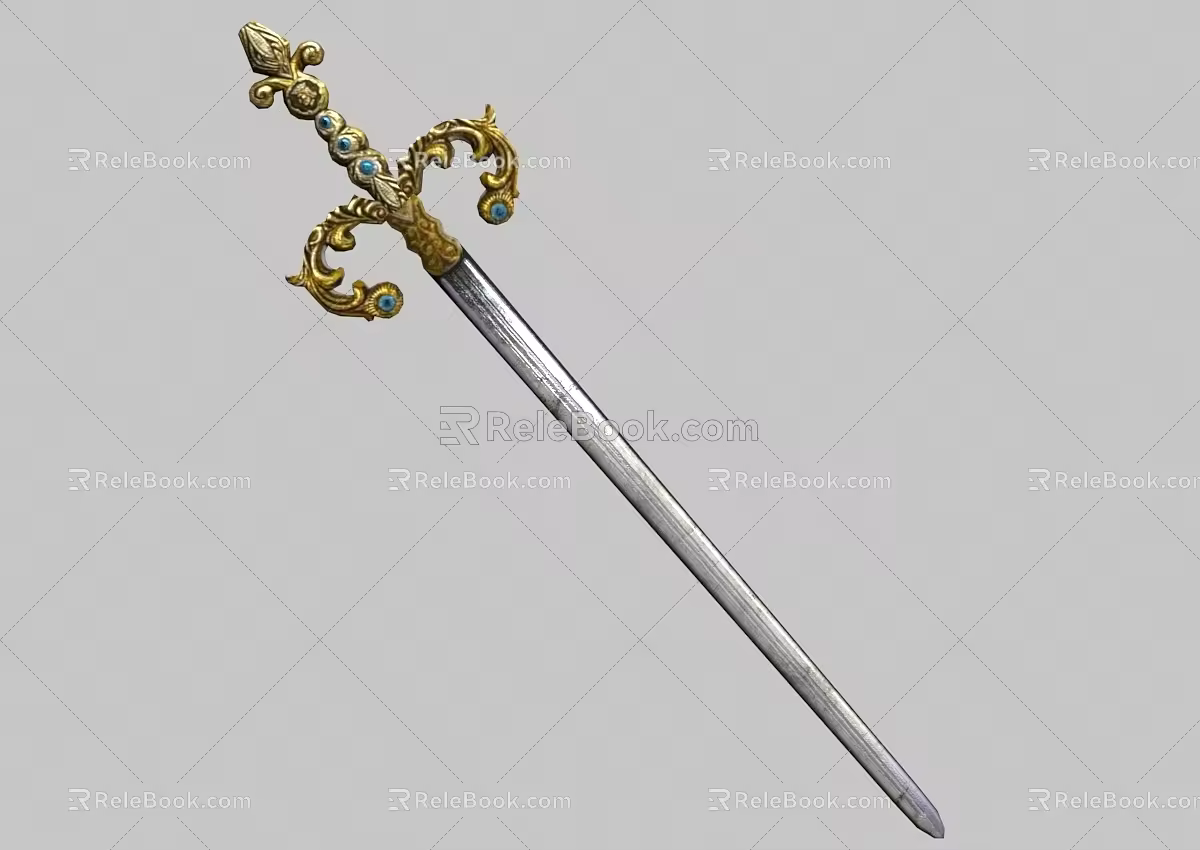Sword Long Sword Knight Sword Gold Plated Dagger Sword Monarch Sword Artifact Weapon Cold Weapon Sabre 3d model