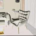 Beige Tufted Upholstered Armchair with Wooden Legs in Cozy Modern Living Room