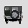 White Utility Vehicle With Black Roof Red Warning Light Front Grille And Off Road Tires
