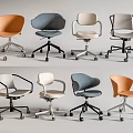 Modern Ergonomic Office Chairs With Multiple Colors Armrests And Swivel Wheels 3d model