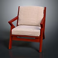 Stylish Wooden Chair Design With Mahogany Frame And Beige Padded Cushion Backrest