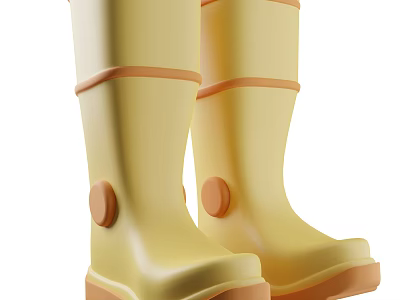 Yellow Rain Boots With Orange Accents And Waterproof Design For Outdoor Use 3d model
