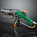 Futuristic Sci Fi Weapon With Green Grip Yellow Components And Metallic Structure 3d model