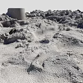 Natural Sandy Landscape With Small Bucket Tracks And Blue Brown Debris