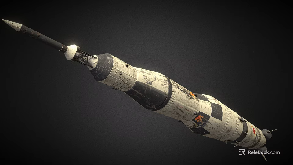 Highly Detailed Space Rocket Model With Logos Markings And Sectional Design 3d model 