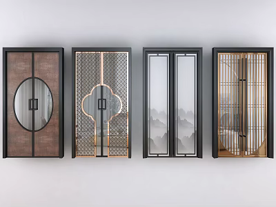 New Chinese-style sliding door 3d model