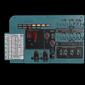 Blue Industrial Control Panel With Buttons Knobs Indicator Lights And Labels 3d model