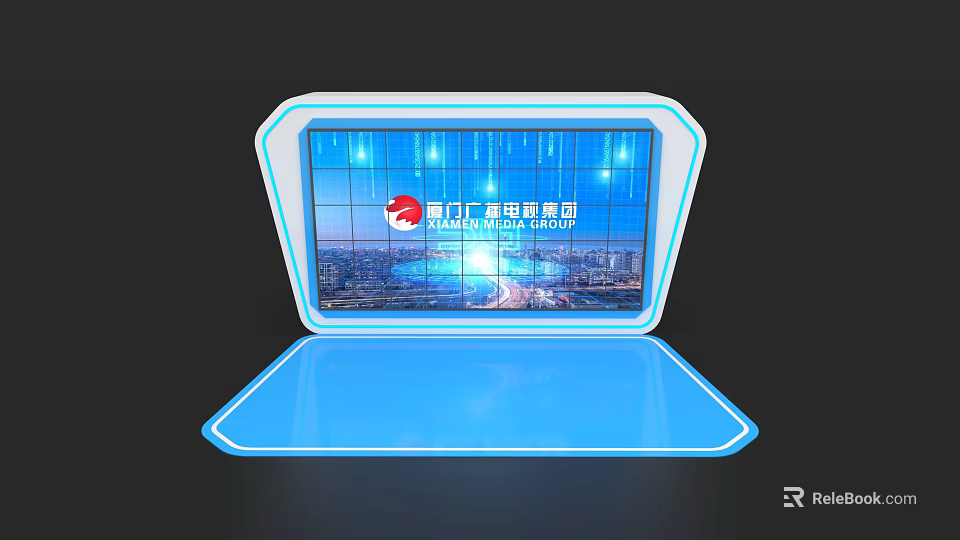 Event Display Wall With LED Screen Showing Xiamen Gaoqi International Airport City View 3d model 