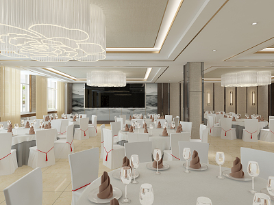 New Chinese Banquet Hall Multifunctional Banquet Hall 3d model