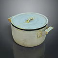 Vintage Enamel Cooking Pot With Lid And Two Side Handles