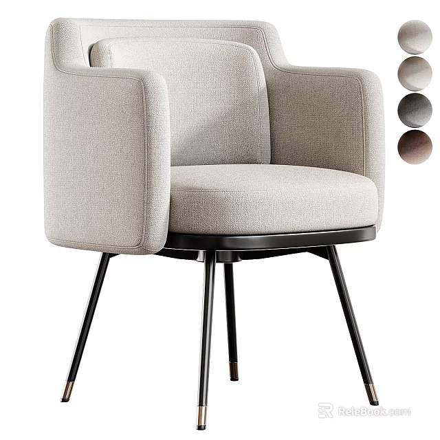 Modern Fabric Accent Chair With Black Metal Legs And Multiple Color Options 3d model 