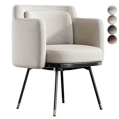 Modern Fabric Accent Chair With Black Metal Legs And Multiple Color Options 3d model