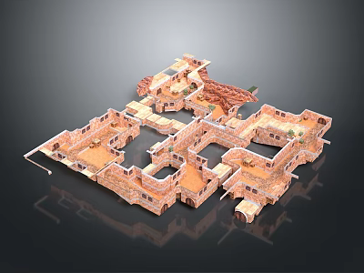 Cartoon Scene Featuring Intricate 3D Maze Structure With Brick Paths And Playful Layout 3d model