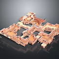 Cartoon Scene Featuring Intricate 3D Maze Structure With Brick Paths And Playful Layout 3d model
