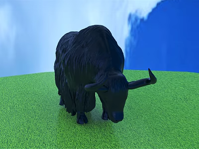 Dark Colored Reptile Walking On Green Grass With Blue Sky Background 3d model