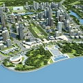 Aerial View Urban Planning Dalian Xiaojiao Bay Architecture Sunscape Commercial Residential Office Building Commercial Building Coastal City Landscape Wetland Park 3d model