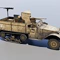 Military Tracked Armored Vehicle Mounted Machine Gun With Vintage Sand Colored Exterior