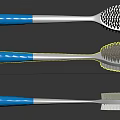 Long Handled Cleaning Brush With Blue Handle And White Bristles For Household Use