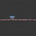 Toy Train Track Set With Curved Orange And White Sections And Blue Toy Car