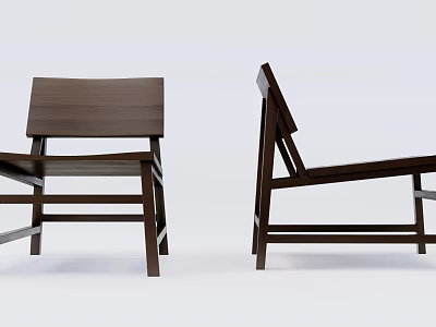 Modern Dark Wooden Dining Chairs With Sleek Design And Simple Lines 3d model