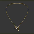 Women's Elegant Gold Necklace With Delicate Chain And Diamond Pendant Drop Design