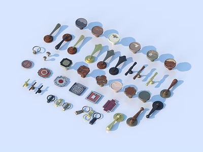 Diverse Collection of Door Handles with Various Designs Styles and Materials 3d model