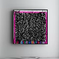 Vibrant Abstract Painting With Splattered Blue Yellow Green White And Black Colors