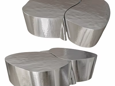 Shiny Silver Metallic Coffee Table With Unique Combined Shape And Modern Design 3d model