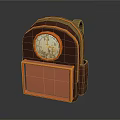 Vintage Brown Leather Desk Clock With Analog Dial And Storage Compartment