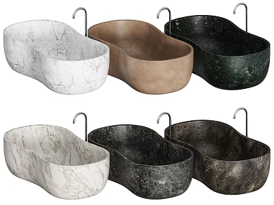 Unique Shape Marble Bathtubs In Various Colors With Faucet Design 3d model