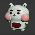 Cute White Plush Toy With Pink Ears Cheeks And Red Belly Cartoon Character