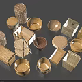 Woven Storage Baskets With Different Shapes Sizes For Household Organizing Essentials 3d model